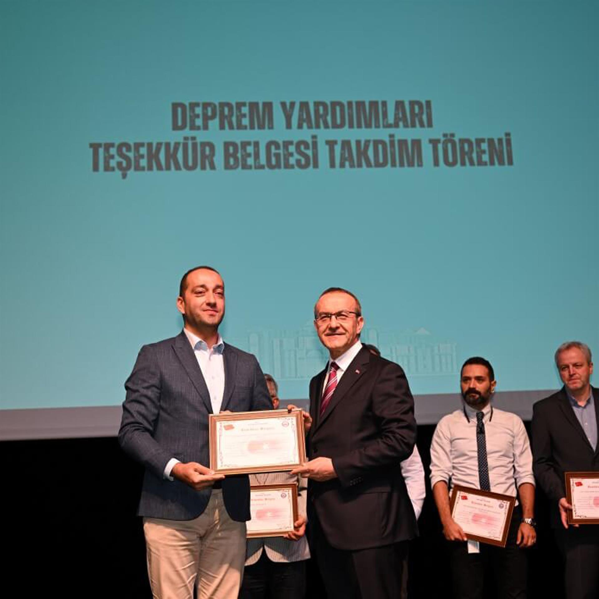 Certificate of Appreciation to Dalgakıran