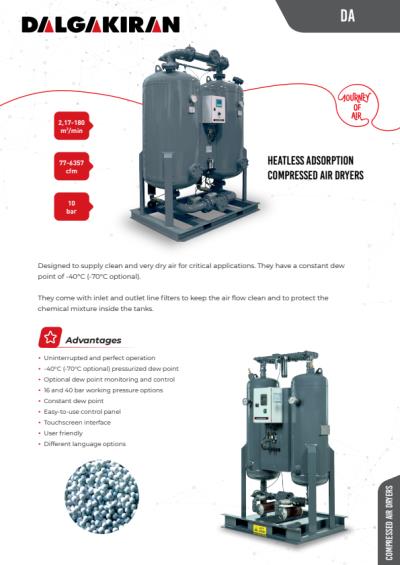 DA  Heatless Adsorption Compressed Air Dryers