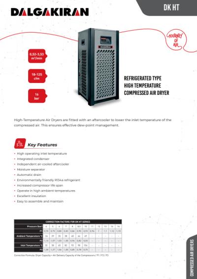 DK HT Refrigerated Type High Temperature Air Dryers
