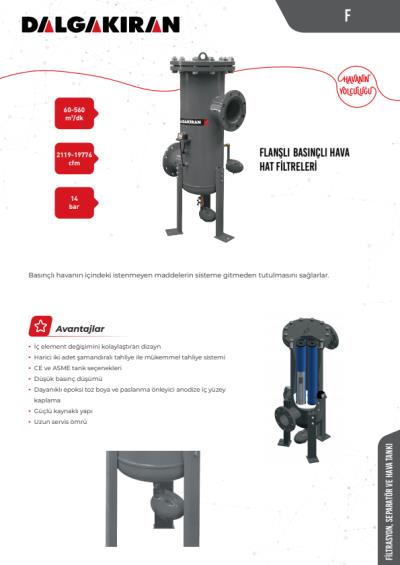 F  Flanşlı Basınçlı Hava Hat Filtreleri